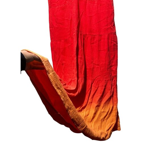 Marine Layer Corinne Double Cloth Maxi Dress Womens Large Orange Gauze Vacation - Picture 12 of 14